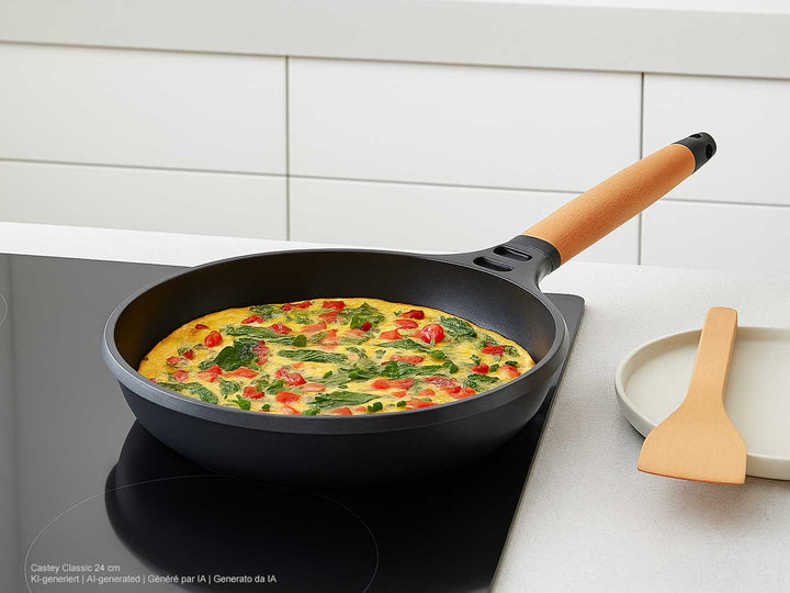CASTEY cast alu frypan CLASSIC 24 cm detachable wooden handle induction