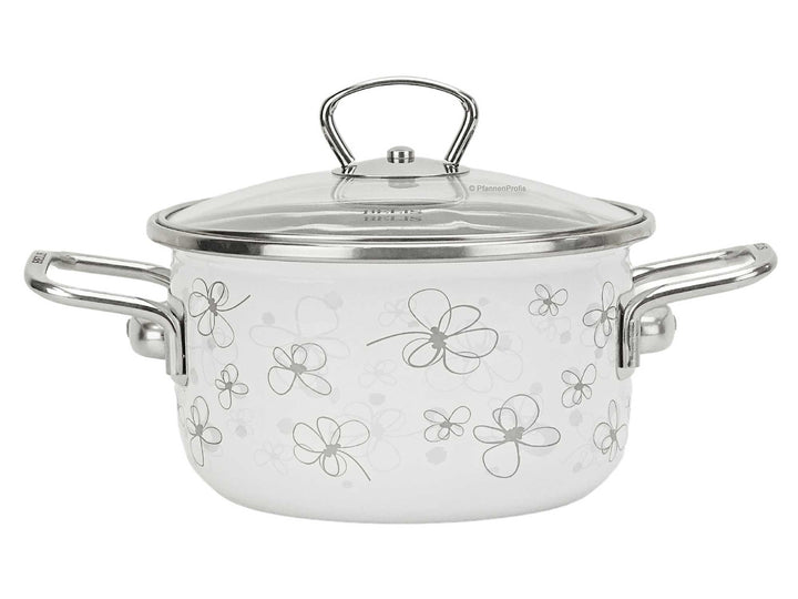 BELIS Stahl-Emaille Kochtopf PREMIUM 16 cm WEISS