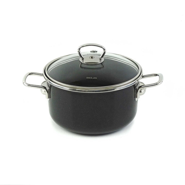 BELIS Stahl-Emaille Kochtopf PREMIUM 18 cm SCHWARZ