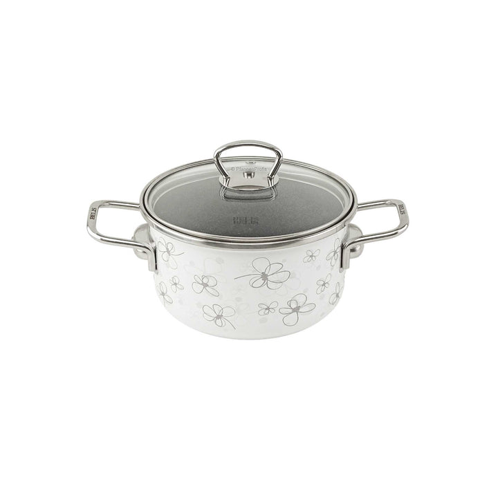 BELIS Stahl-Emaille Kochtopf PREMIUM 16 cm WEISS
