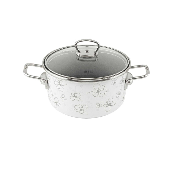 BELIS Stahl-Emaille Kochtopf PREMIUM 18 cm WEISS