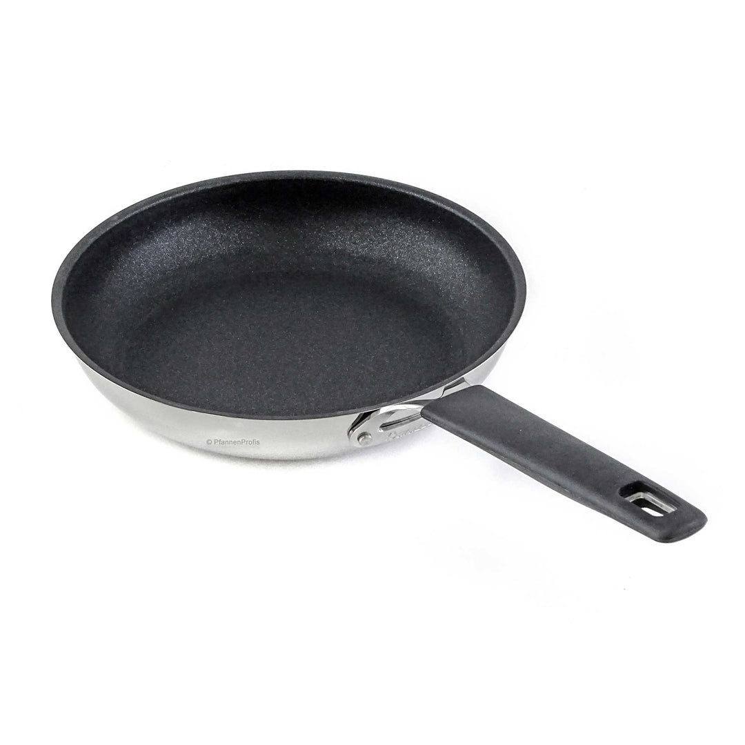 BARAZZONI poêle en acier inoxydable 33-CARATI antiadhésive 24 cm avec poignée en silicone