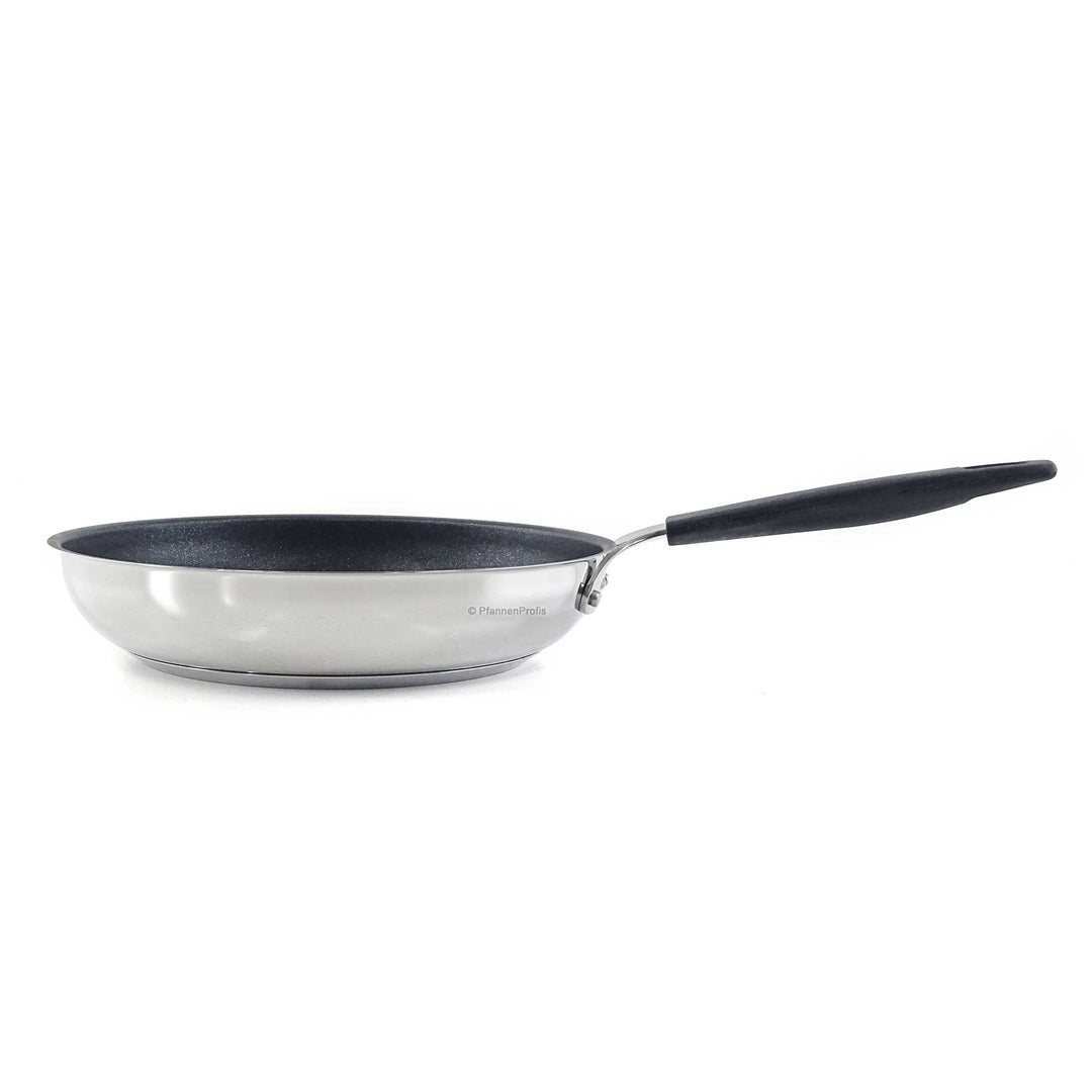 BARAZZONI poêle en acier inoxydable 33-CARATI antiadhésive 24 cm avec poignée en silicone