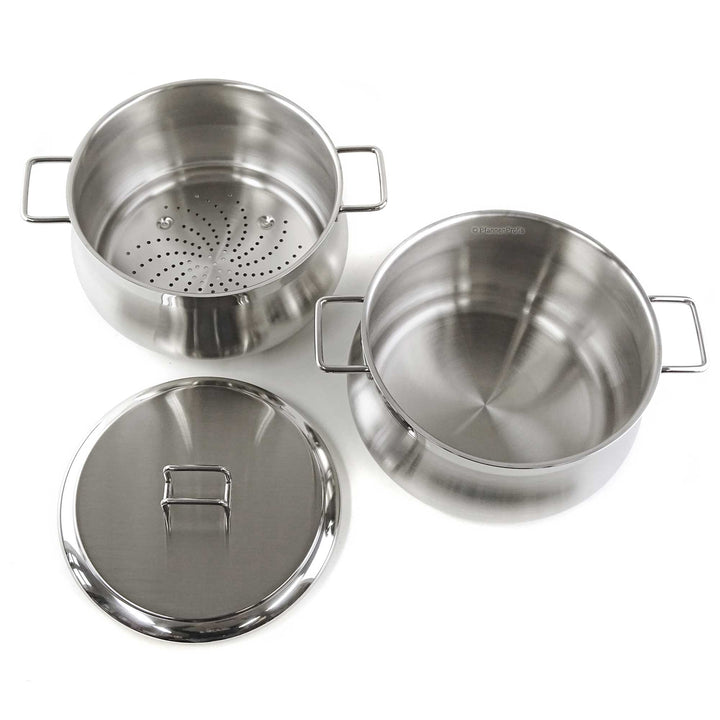 BARAZZONI Dampfgartopf TUMMY Edelstahl 22 cm Kochtopf + Deckel + Dämpfeinsatz