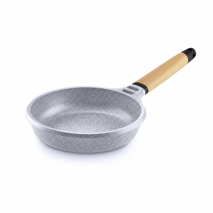 CASTEY Cast Aluminium Frying Pan STONE CERAMIC 20 cm PFAS-Free Removable Wooden Handle Induction