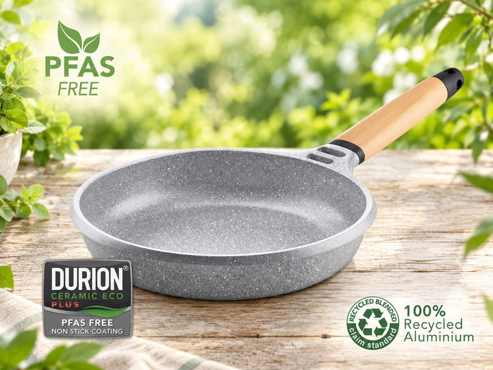 CASTEY Alu Guss Mini-Bratpfanne STONE CERAMIC 16 cm PFAS-frei abnehmbarer Holzgriff Induktion