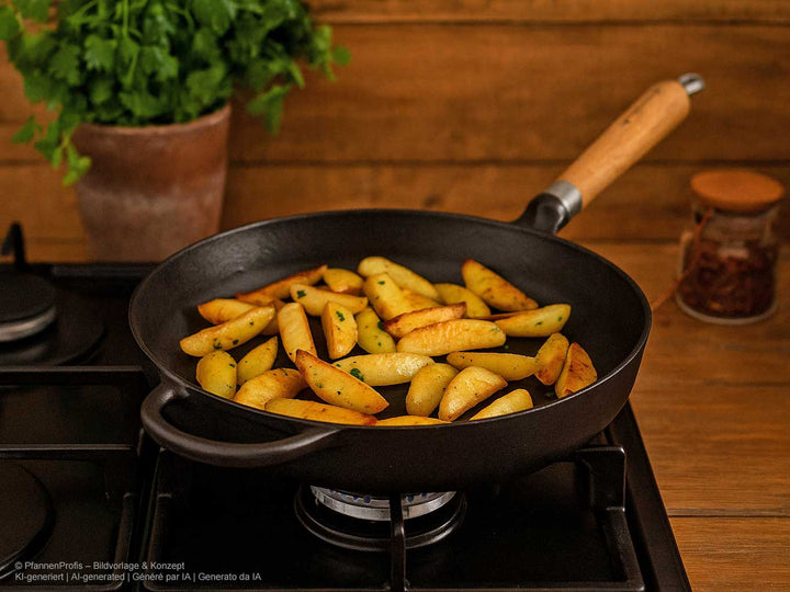 RONNEBY BRUK cast iron frypan MAESTRO 28 cm oakwood handle, pre-seasoned