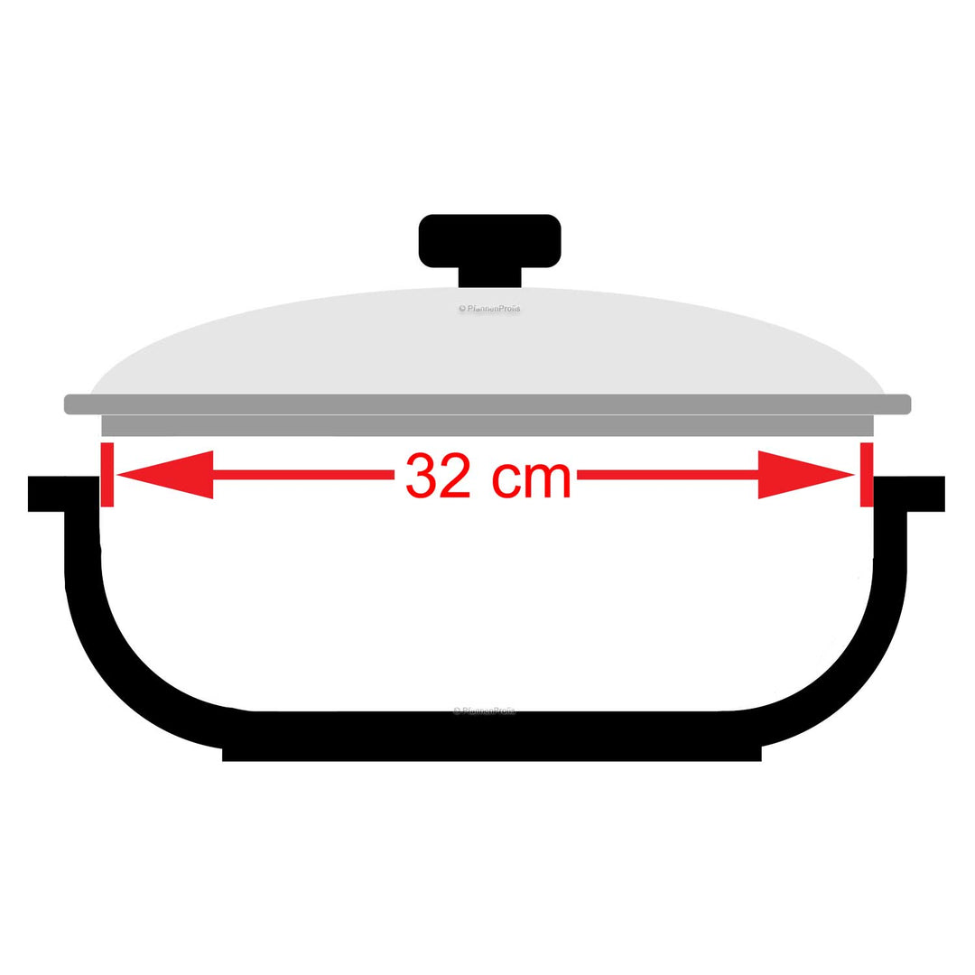 CASTEY Coperchio in vetro da 32 cm con anello in silicone resistente al calore fino a 220°C resistente al forno