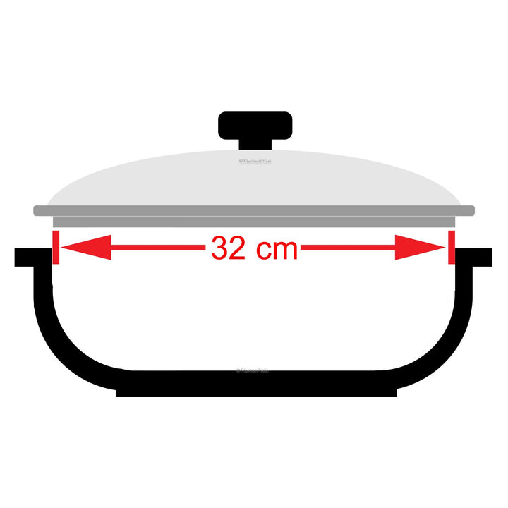 CASTEY Coperchio in vetro da 32 cm con anello in silicone resistente al calore fino a 220°C resistente al forno
