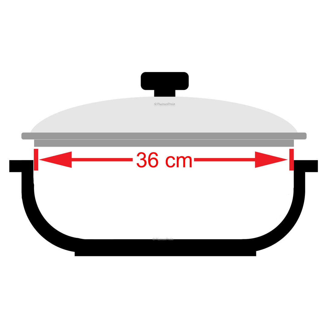 CASTEY Glasdeckel  36 cm mit Silikonring hitzebeständig bis 220°C ofenfest