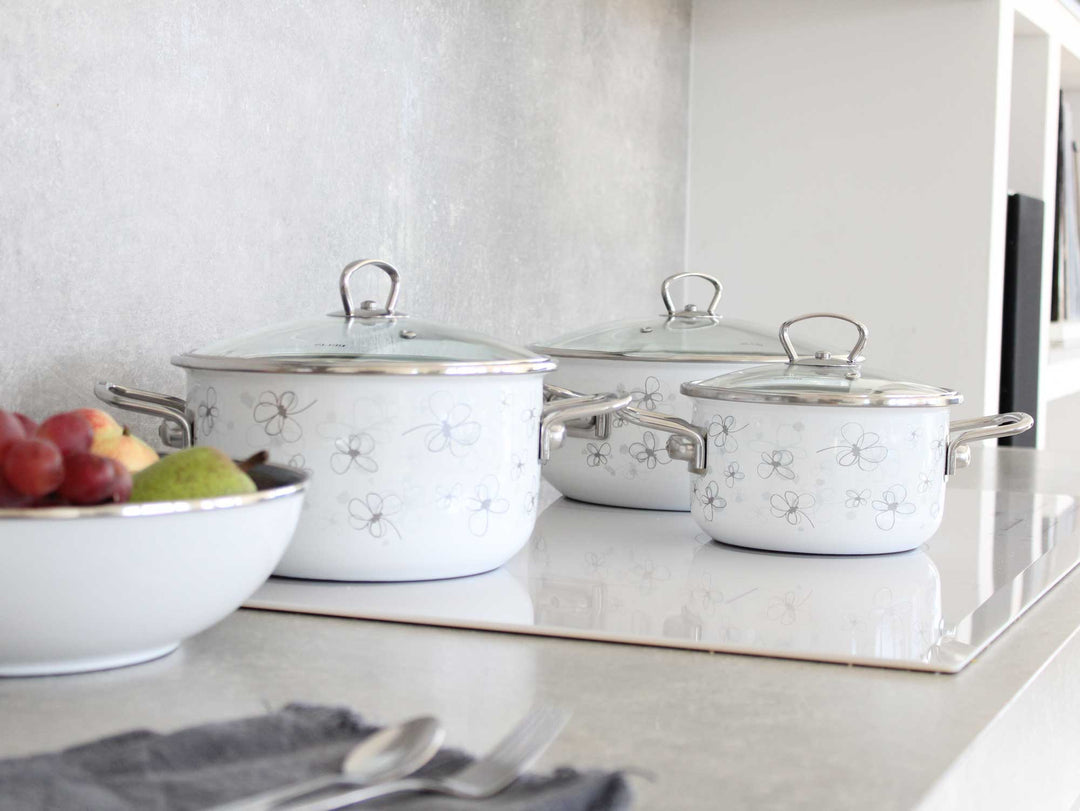 BELIS casserole en acier émaillé PREMIUM 20 cm BLANC