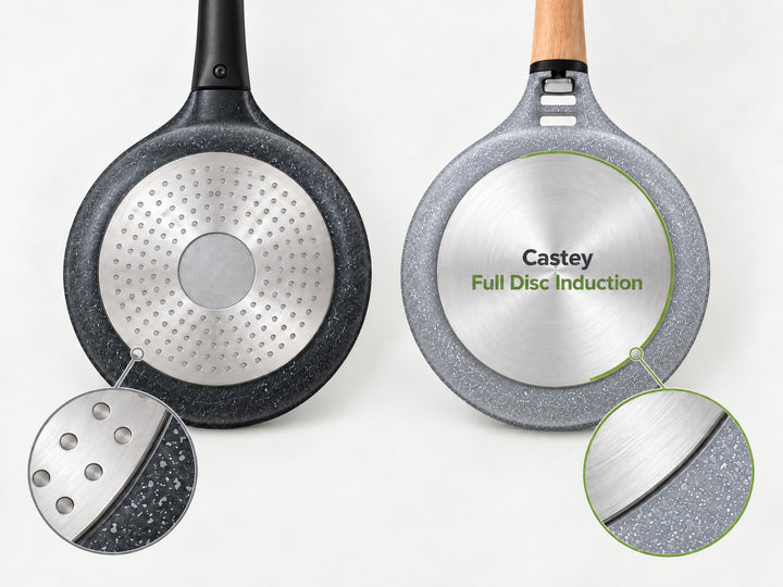 CASTEY Alu Guss Mini-Bratpfanne STONE CERAMIC 16 cm PFAS-frei abnehmbarer Holzgriff Induktion