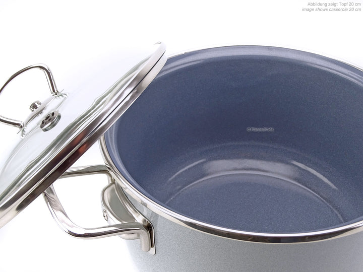 BELIS Stahl-Emaille Kochtopf PREMIUM 16 cm GRAU