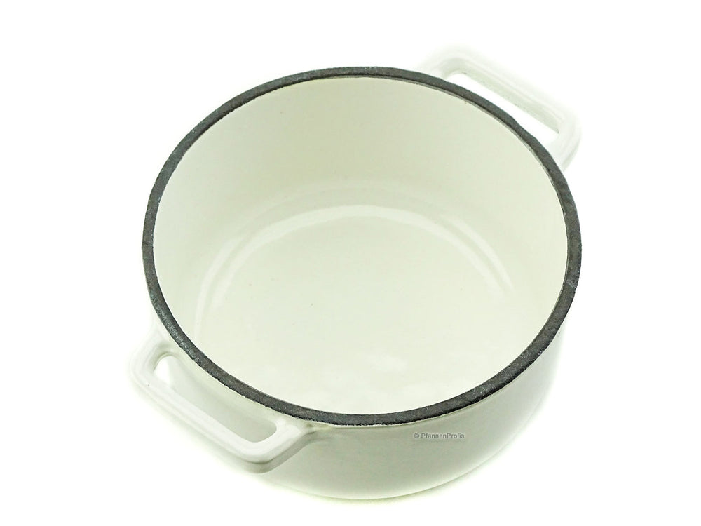 CS KOCHSYSTEME Gusseisen Mini Topf XANTEN 10 cm mit Deckel Emaille WEISS