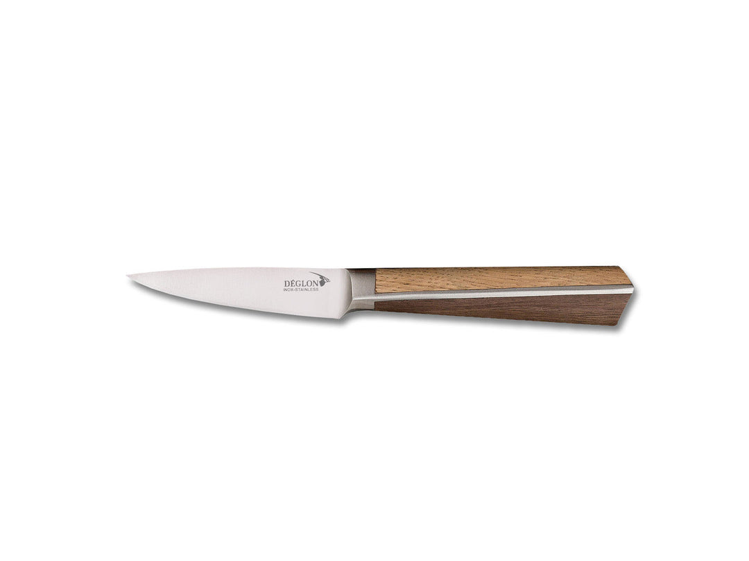 DÉGLON Küchenmesser HIGH WOODS 9 cm mit Holzgriff Weiß-Eiche + Walnuss